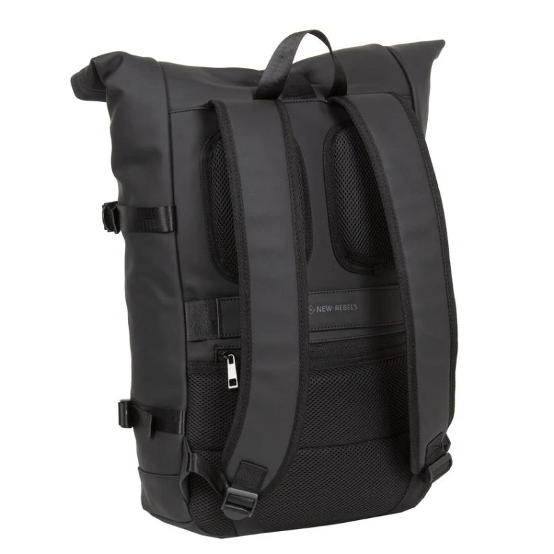 New Rebels Williams Waterproof Rolltop Rugzak Laptopvak 15,6'' Black - Afbeelding 3