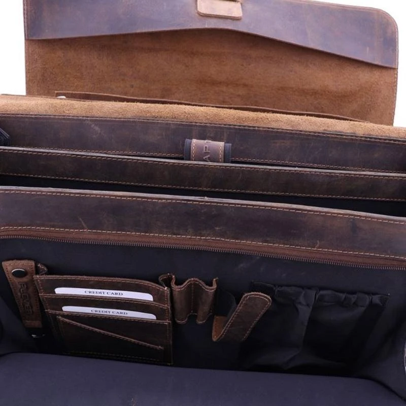 Plevier Darwin Aktetas 2 Vaks 15.6" Donkerbruin - Afbeelding 6