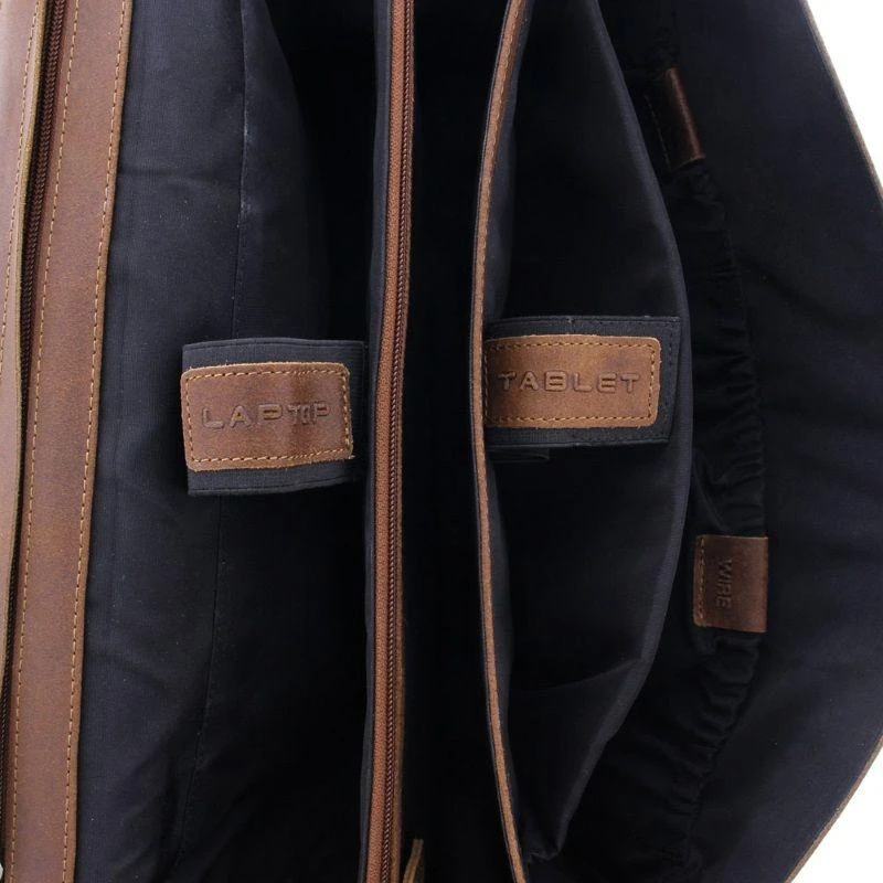 Plevier Oxford Laptoptas 3 Vaks 15.6" Donkerbruin - Afbeelding 5